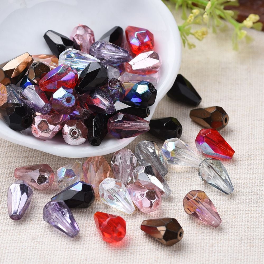 1bag Electroplate Czech Glass Beads Faceted Teardrop AB color Mixed color 12x8mm Hole: 1.2mm about 120pcs/bag