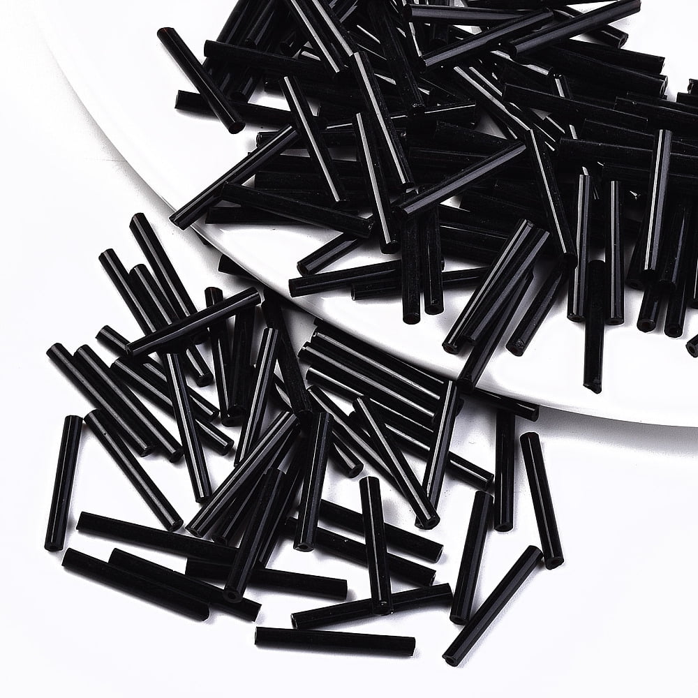 1bag Glass Beads Round Hole Opaque Colours Black 20x2.5mm Hole: 1mm about 2250pcs/bag