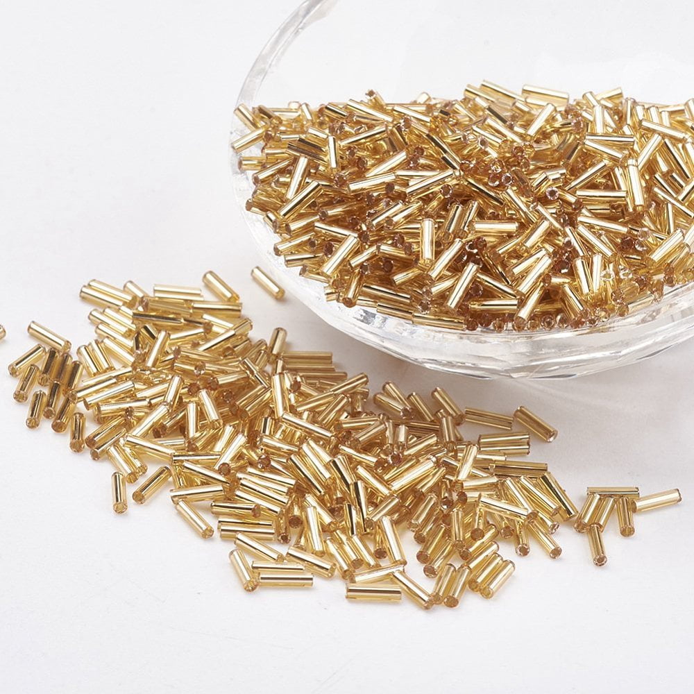 1bag Glass Beads Silver Lined Wheat 12x2mm Hole: 0.5mm about 5000pcs/bag