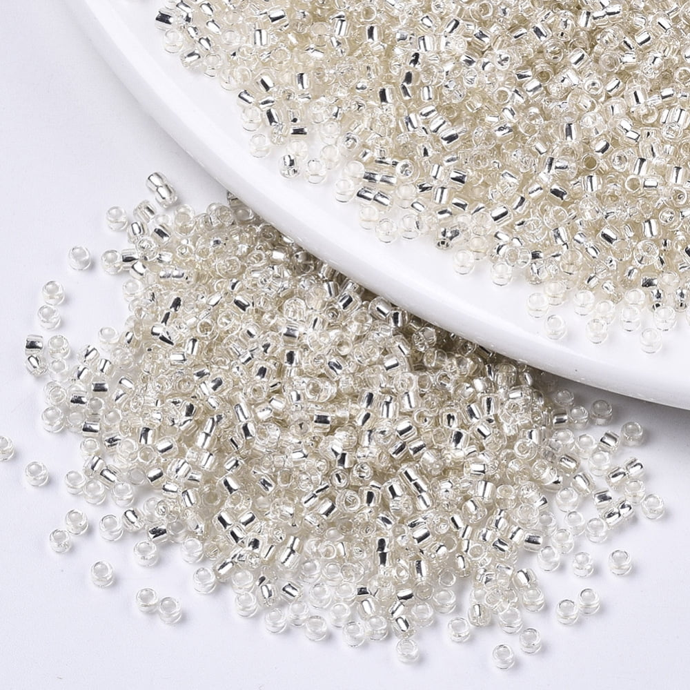 1bag Glass Seed Beads Fit for Machine Eembroidery Silver Lined Round Silver 2.5x1.5mm Hole: 1mm about 20000pcs/bag