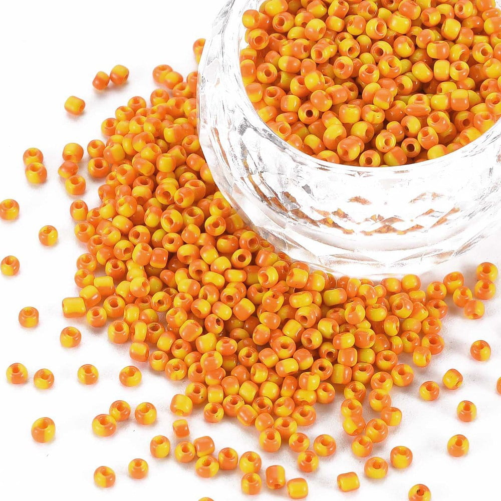 1bag Glass Seed Beads Opaque Colours Orange Red 2mm Hole: 0.8mm