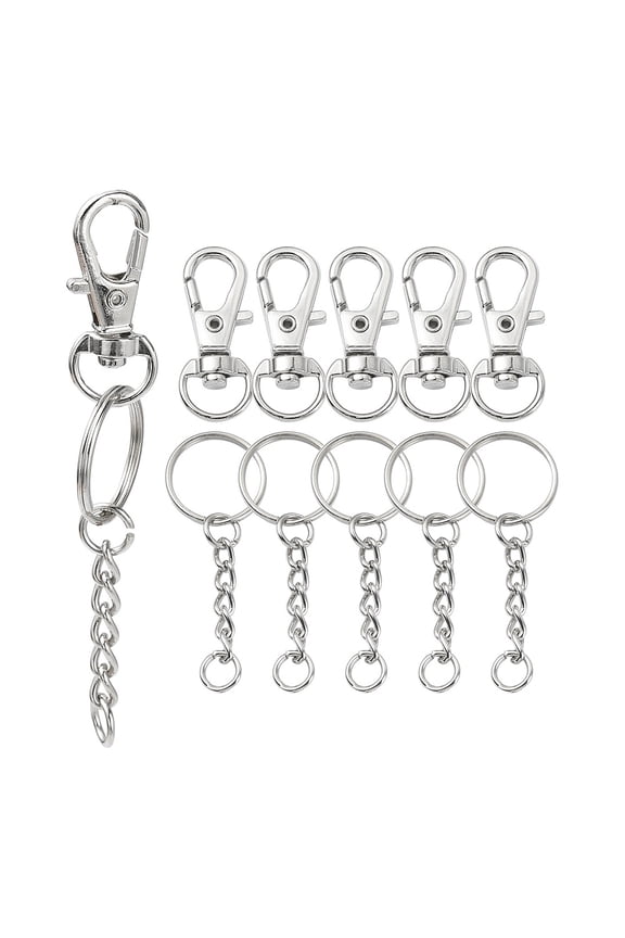 1bag Keychain Making Kit Including Alloy Swivel Lobster Claw Clasps Iron Split Key Rings Jump Rings 50pcs/bag