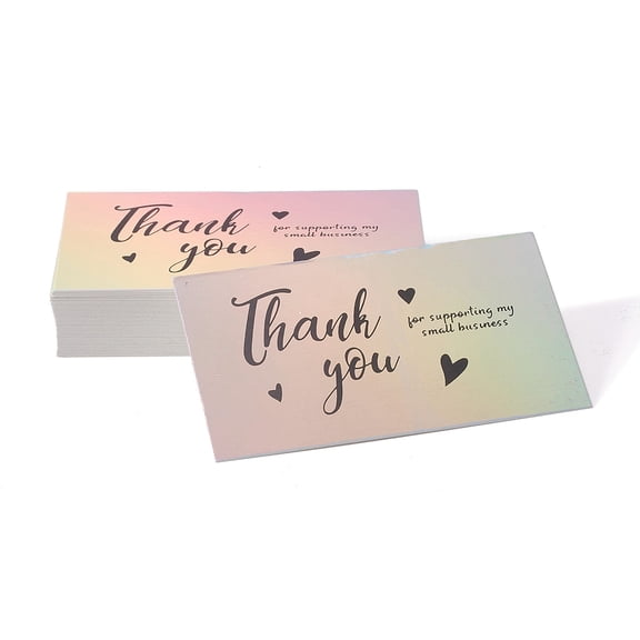 1bag Laser Thank You Card for Decorations Rectangle Colorful Word 90x50x0.3mm 50pcs/bag