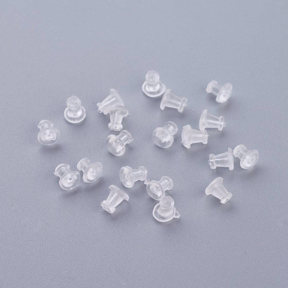 1bag Plastic Ear Nuts Earring Backs Clear 5x5mm Hole: 0.4mm