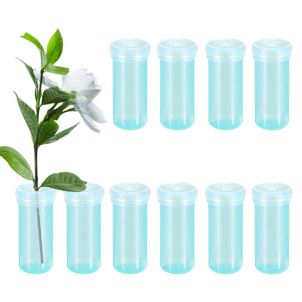 1bag Plastic Flower Water Tubes with Cap Keep Fresh Rhizome Hydroponic Container Floral Tube for Flower Arrangements Light Cyan 4.1cm about 190pcs/bag