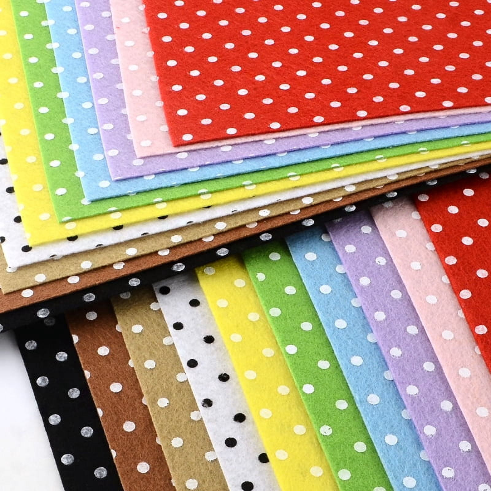 1bag Polka Dot Pattern Printed Non Woven Fabric Embroidery Needle Felt for Crafts Mixed color 30x30x0.1cm 50pcs/bag