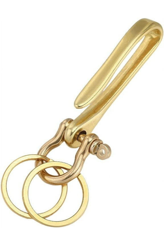 1board 1pc U-Shaped Brass Key Hook Shackle Clasps D-Ring Anchor Shackle Clasps with Double Key Rings for Wallet Chain Key Chain Clasps Pocket Clips Golden 115mm