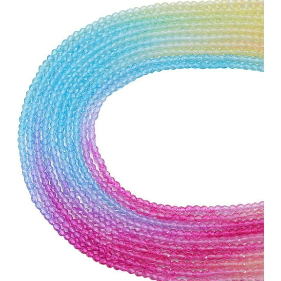 1box 1 Box 12 Strands 2160Pcs Multi Colorful Beads Bulk Glass Spacer Bead Briolette Rondelle Loose Vertical Hole Faceted Beads for Jewelry Making Supplies DIY Necklace Craft Colorful