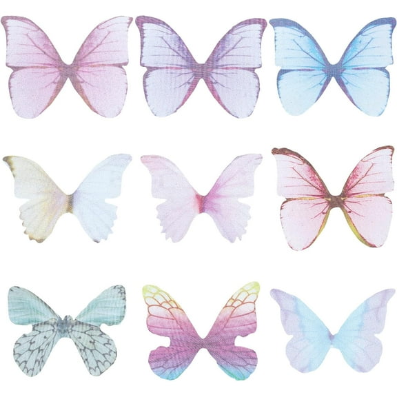 1box 1 Box 180Pcs 9 Style Organza Butterfly Fabric Butterfly Decorations Small Organza Butterflies Spring Artificial Butterfly Wings Charm for Making Embellishments Hair Clip DIY s