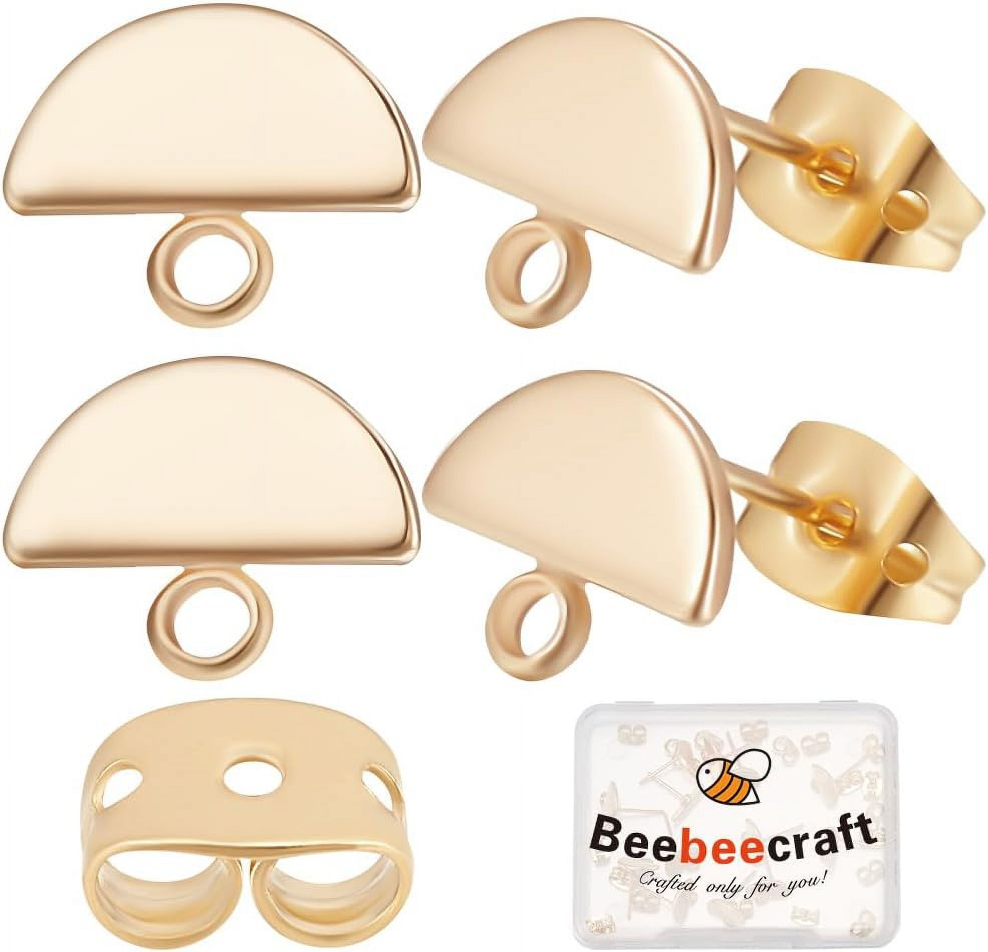 SUNNYCLUE 50Pcs Real 18K Gold Plated Bow Earring Posts - Cute Bowknot Studs With Ear Nuts For DIY Jewelry Making