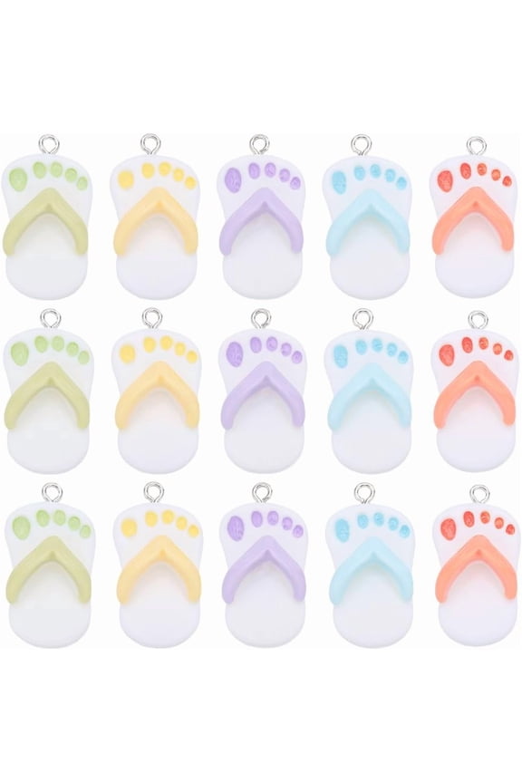 1box 1 Box 20Pcs 5 Colors Flip Flop Charms Bulk Slipper Charms Resin Mini Cute Flipflops Slippers Summer Beach Shoes Flatback Charm DIY