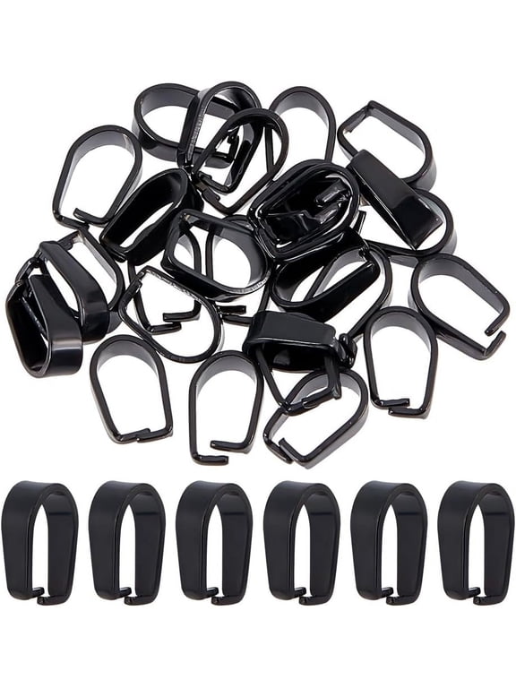 1box 1 Box 30Pcs Pinch Bails Snap on Bails Stainless Steel Pinch Bail Small Black Pendant Bail Connectors Open Clip Bails Slider Pendant Clasp Ice Pick Pinch Bails for Jewelry Making Findings Black