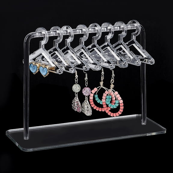 1box 1 Set Acrylic Earring Display Stands Coat Hanger Shape Silver Finished Product: 5.95x15x10.9cm 10pcs/set for DIY