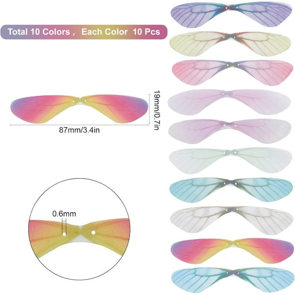 1box 1 box 100pcs 10 colors Dragonfly Wings Butterfly Wings Fabric Wings Decoration for Women Earring Jewellery Making Indoor Home Party Decor Crafts Mixed color