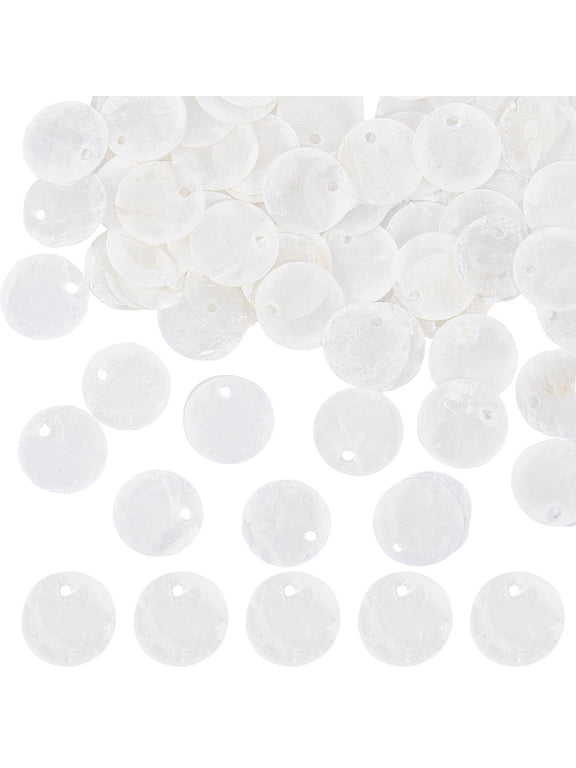 1box 1 box 100pcs Shell Charms Seashell Charm Capiz Shells 15mm Flat Round Natural Seashell Slices Beads Coin Sea Ocean Summer Disc Charms for Jewelry Making Charm Wind Chime Earring Supplies