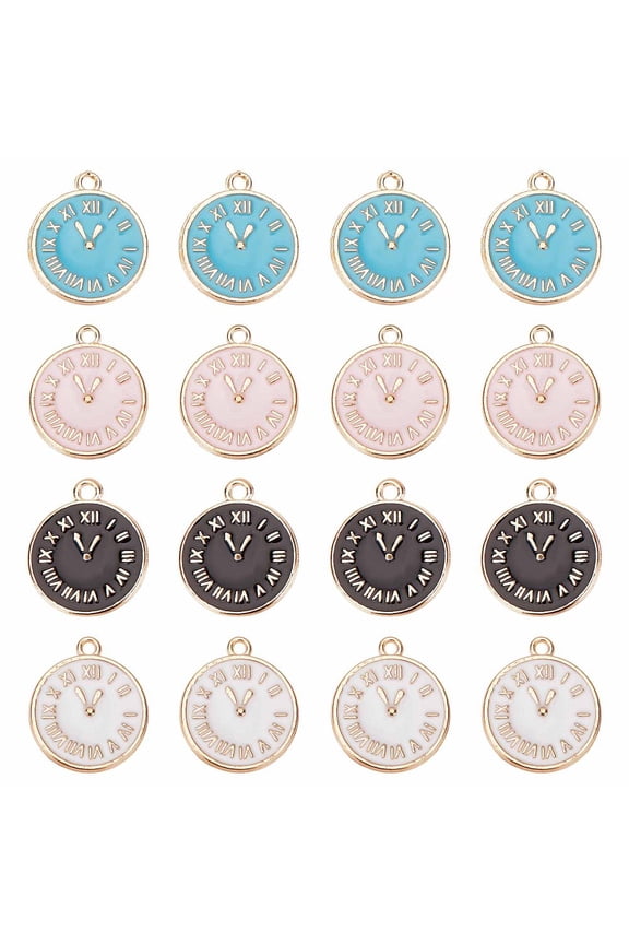 1box 1 box 40pcs 4 colors Clock Charms Bulk Clock Charm Chrismas New Year Charms Time Watch Charms for jewellery Making Charm DIY Bracelet Necklace Earrings Beginners Adult Women Crafts Supplies