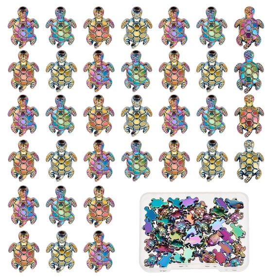 1box 1 box 50pcs Sea Turtle Beads Metal Turtle Charms Tortoise Charm Turtles Beads Summer Hawaii Ocean Animals Loose Spacer Beads for Jewelry Making Women DIY Bracelet Necklace Craft Supplies