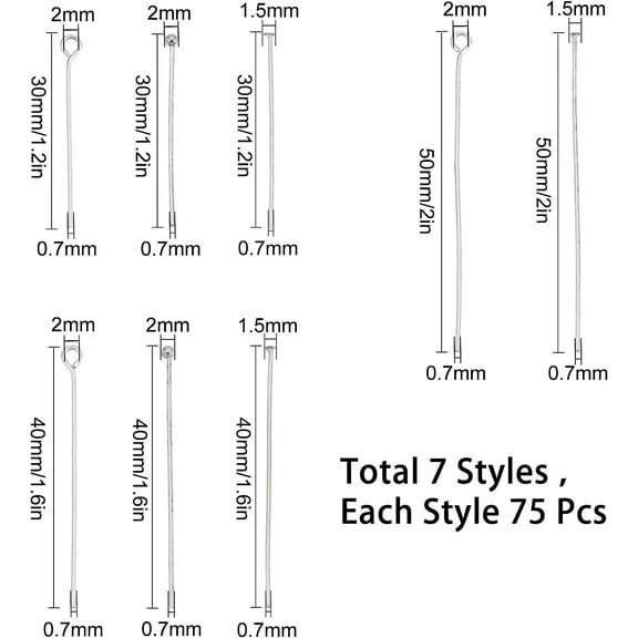 1box 1 box 600pcs 8 style 30mm 40mm 50mm Assorted Head Pins Stainless Steel Ball Pins Eye Pins for Jewelry Making Assorted 22 Gauge Open Eye Pin Flat Head Pin Beading Supplies Earrings Findings