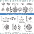 thumbnail image 1 of 1box 1 box 72pcs 12 styles Flower Connector Flat Round Link Connectors Autumn style Leaf Connectors for Jewelry Making Earring Necklace Bracelet Crafts Supplies, 1 of 9