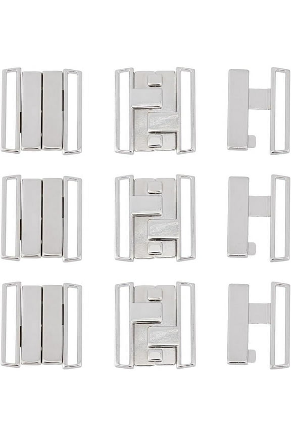 1box 10 Pairs Alloy Bikini Clips Bra Clasp Replacement Part Lingerie Front Closure Silver 28x25x2.5mm Inner Diameter: 25x3mm