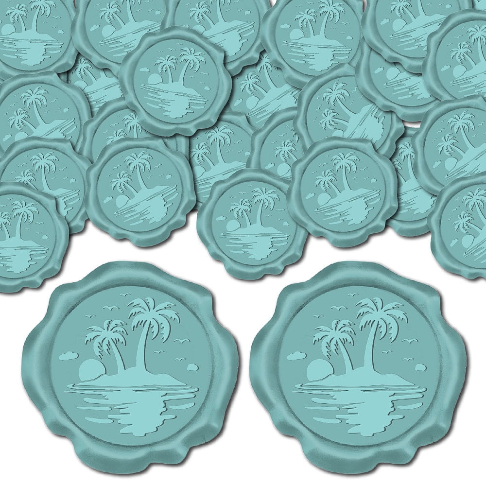 1box 100pcs Adhesive Wax Seal Stickers Envelope Seal Decoration For Craft Scrapbook DIY Gift Dark Turquoise Tree 30mm