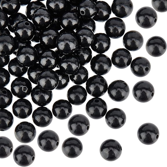 1box 100pcs Natural Round Beads 6mm Genuine Black Stone Gemstone Beads Undyed Loose Round Smooth Beads for DIY Jewelry Making
