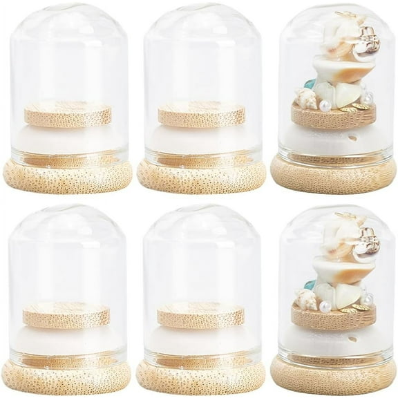 1box 10Pcs Mini Dome Glass Jar 30x40mm Small Glass Dome with Bamboo Base Glass Cloche Dome Clear for Wedding Home Liquid Christmas Party Favor Decor Clear