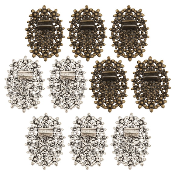 1box 10pcs 2 colors Oval Floral Alloy Display Base Flower Display Easels for Photo Frame Display Holder Mixed color 4.4x3.05x0.9cm Slot: 3mm 5pcs/color