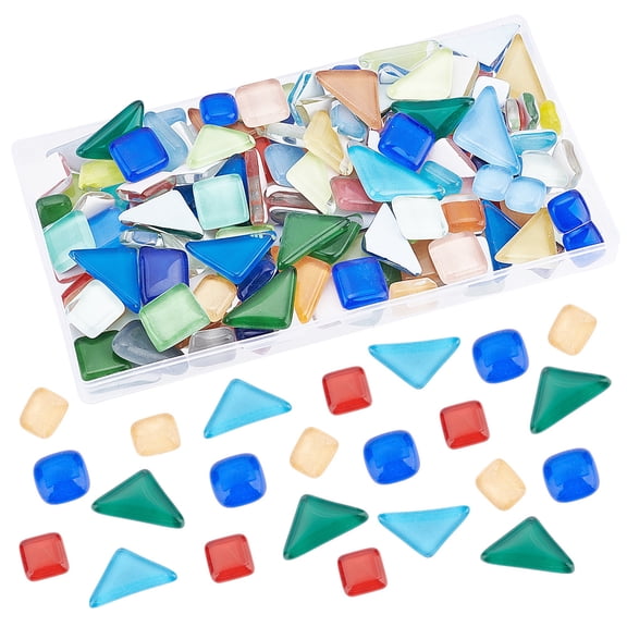 1box 150 Pieces/0.55 Pounds Vibrant Glass Mosaic Tiles Assorted colors and Shapes Glass Pieces for Home Decoration DIY Crafts Arts Mosaic Projects