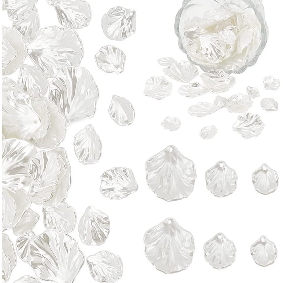 1box 150pcs Leaf Beads 3 Sizes White Pearl Shells Acrylic Shell Leaf Scallop Shells Imitation Clam Shell Pendants for Summer Beach Necklace Wind Climes Jewelry Making