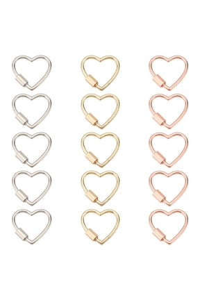 1box 15pcs 3 colors Alloy Screw Carabiner Lock Charms Heart Mixed color 29.5x30x6mm Inner Diameter: 21x25.5mm 5pcs/color