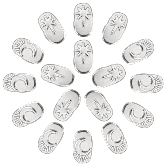 1box 16pcs 2 style Oval with Moon & Star 304 Stainless Steel Cabochons for Floating Lockets Glass Living Memory Lockets Stainless Steel color 8pcs/style