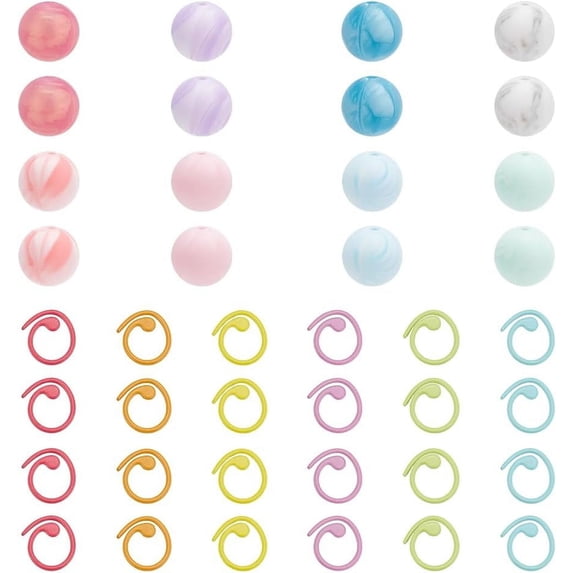 1box 16pcs Knitting Needle Stoppers 24pcs Knitting Stitch Marker Rings Round Ball Beads Needle Point Protectors with a Storage Box Knitting Supplies Accessories for DIY and Handmade Crafts