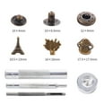 thumbnail image 1 of 1box 18 sets Eiffel Tower & Tree & Mushroom Brass Leather Snap Buttons Fastener Kits Including 1 set 45# Steel Hole Punch Tool 1pc 45# Steel Round BaseCraft Bronze Buttons: 18sets, 1 of 6
