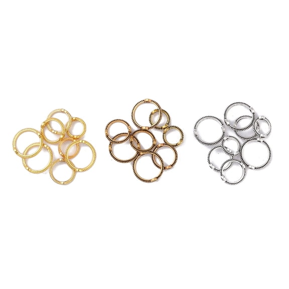1box 180pcs 9 style Alloy Bead Frame Round Ring Mixed color 8.5~13x8.5~13x3mm Hole: 1.6mm Inner Diameter: 6.5~10mm 20pcs/style Alloy