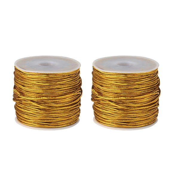 1box 2 Rolls PVC Tubular Rubber Cord with Spools Gold 1mm 25m/Roll