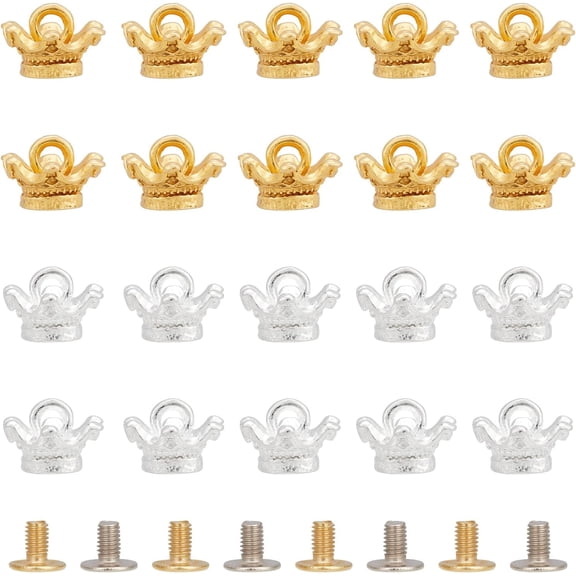 1box 20 sets Leather Rivet Studs 2 colors Crown Rivets Studs for Clothes 16mm Rotate Ball Studs Post Head Buttons Rivets with Screw Backs for Leather Craft Collar Belt Handbag Shoes Decoration