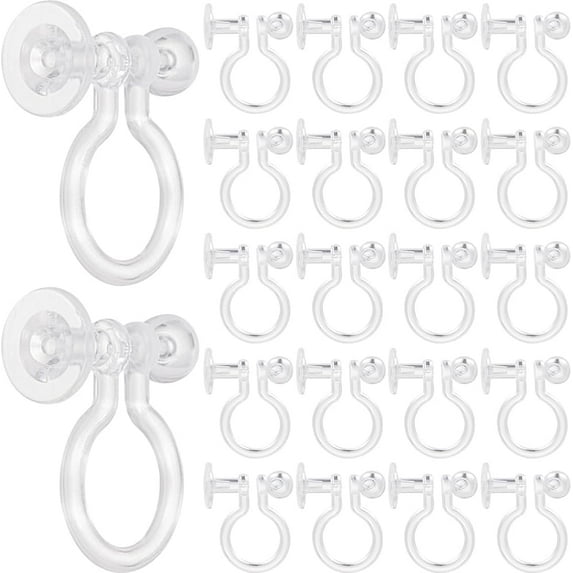 1box 200pcs Plastic Clip-on Earring Findings Flat Round Earring Settings Clear 9x11mm Tray: 5mm Hole: 0.6mm