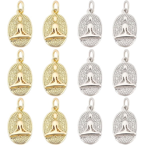 1box 20Pcs 2 Colors Real 18K Gold Plated Brass Charm Pendants Metal Blank Tag Pendants for DIY Necklace Bracelet Jewelry Making