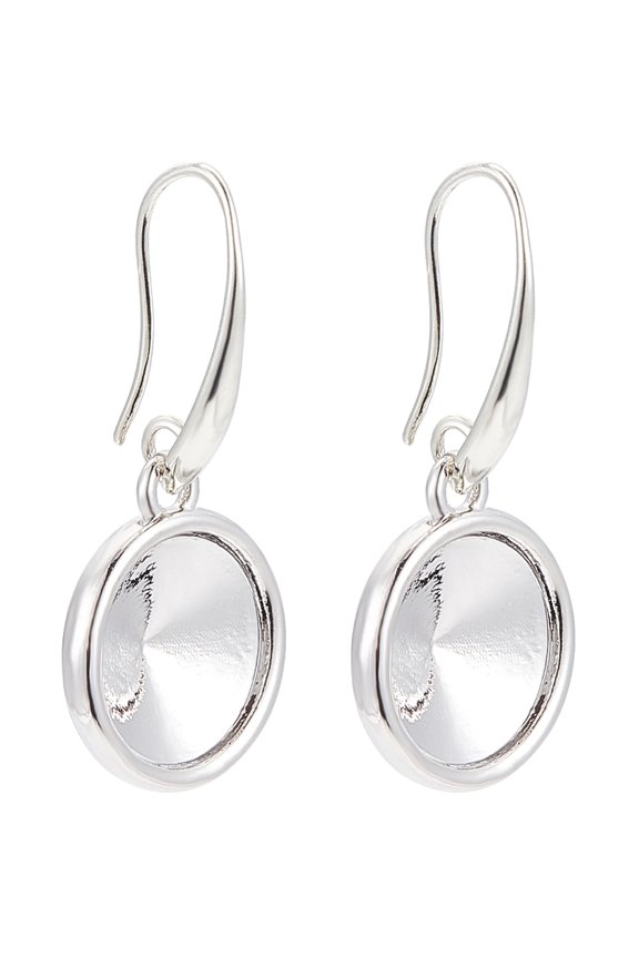 1box 20pcs Earrings Wire Hooks Blanks Bezel Trays 12mm Blank Earring Rhinestones Brass Alloy Earwire Hook Round Blank Trays Cabochon Setting for Jewellery Making Earrings Supplies Women DIY Craft