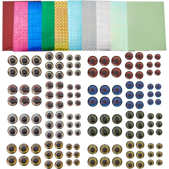 1box 22 pcs Fishing Lure Stickers Holographic 5D Fishing Eyes 10x7cm Fish Tape Fish Flasher Adhesive Stickers Fake Eyes for Fishing Bait Making Fly Tying Streamers Lures Spoons Crafts