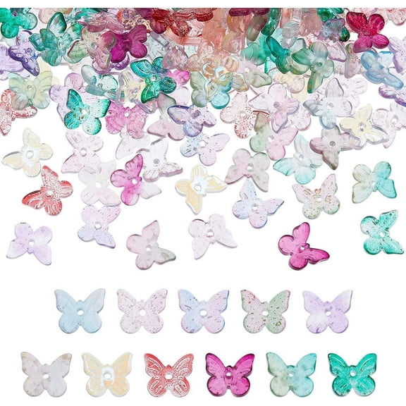 1box 220pcs 11 colors Handmade Lampwork Beads Butterfly Mixed color 9.5x11x2mm Hole: 1.2mm 20pcs/color