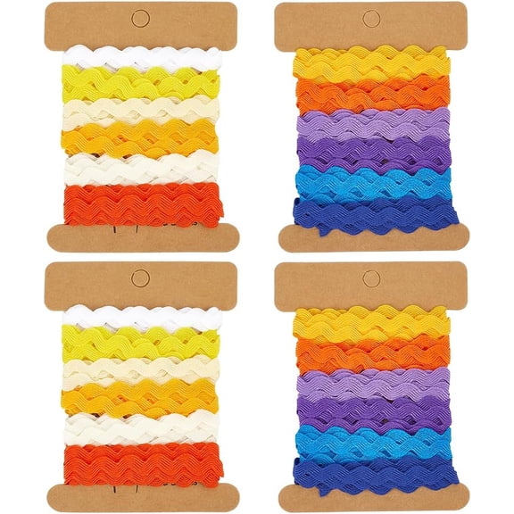 1box 24 Yards 2 Styles Rick Rack Trim 1/4 inch(7.5mm) Wave Ribbon Sewing Bending Fringe Trim Woven Fabric Lace for DIY Sewing Crafts Clothes Dress Embellishment Gift Wrapping Party