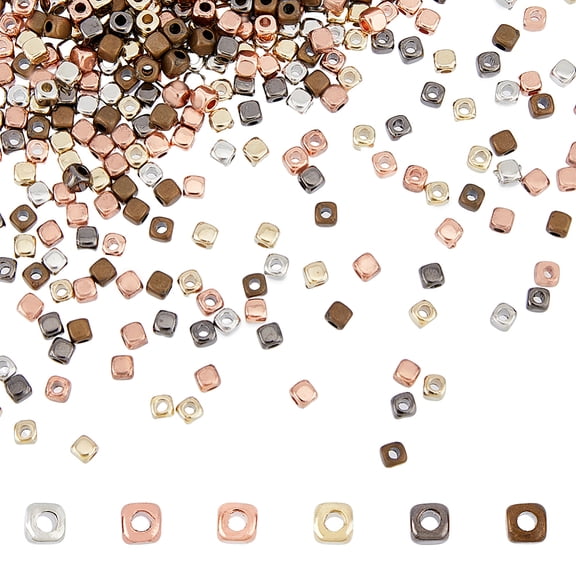 1box 2400pcs 6 colors Electroplated CCB Plastic Spacer Beads Cube Mixed color 3x3x3mm Hole: 1.5mm 400pcs/color Plastic