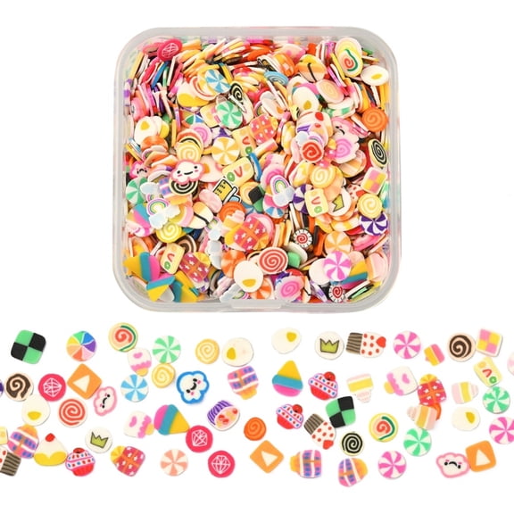 1box 24G Handmade Polymer Clay Nail Art Decoration Fashion Nail Care No Hole Food Mixed Color 4~9x3~7x0.1~3mm
