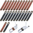 thumbnail image 1 of 1box 24pcs 2 colors PU Leather Cable Zip Ties Cord Organizer Strap for Wire Management with Alloy Finding Mixed color 88.5x15x1.4~5.3mm 12pcs/color, 1 of 7