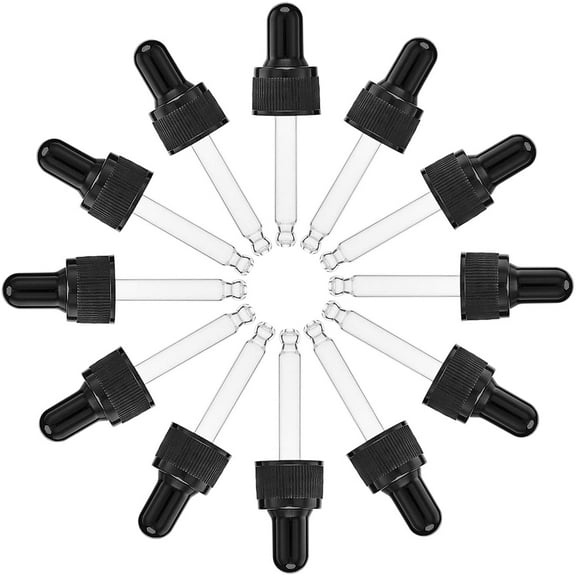 1box 24pcs Glass Droppers 20ml Straight Tip Glass Droppers with Rubber Bulb and Screw Cap for Glass Essential Oils Dropper Bottles