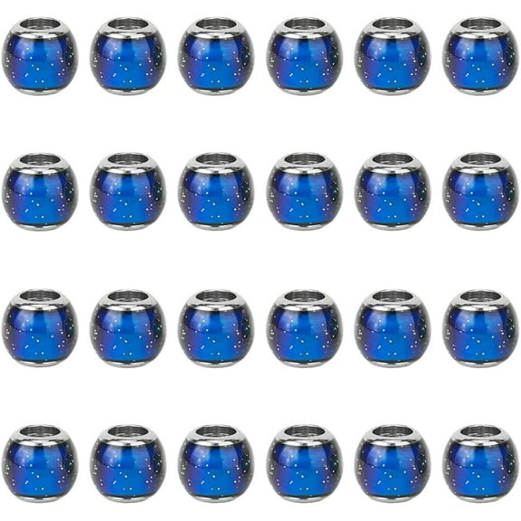 1box 24pcs Glass European Beads Large Hole Beads with Platinum Tone Brass Double Cores Rondelle Temperature Sensing Changing color Mood Beads Colorful 7~8x6~7mm Hole: 4mm