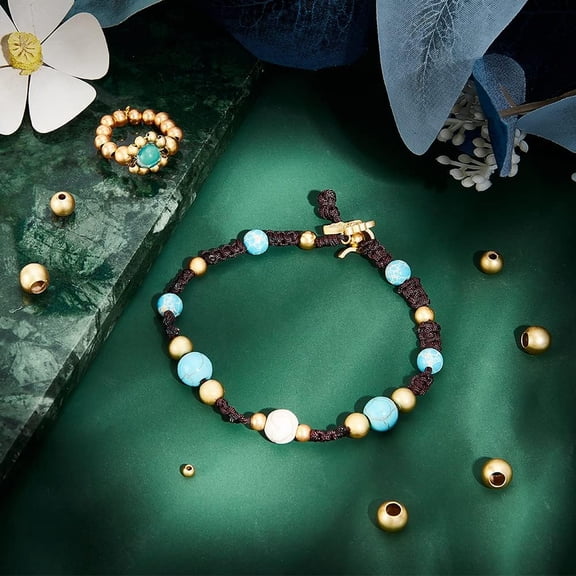 1box 250pcs golden Spacer Beads 5 Size Round Brass Beads Matte Smooth Loose Beads for Summer Bracelet Necklace Jewelry Crafts 7x6/6/5/4/3mm