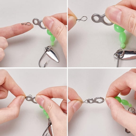 1box 270pcs 9 style 304 Stainless Steel Fly Hook Lure Snap Combo Hook Snaps for Flies Jigs Lures Electrophoresis Black 30pcs/style